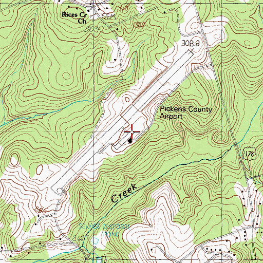 Topographic Map of Pickens County Airport, SC