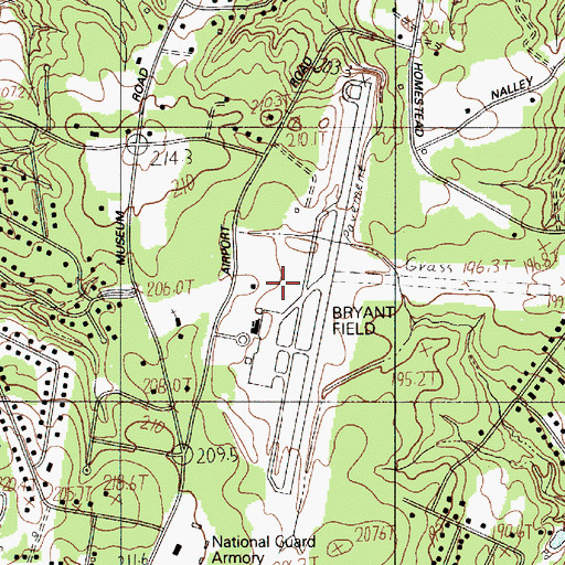 Topographic Map of Rock Hill/York County Airport/Bryant Field, SC