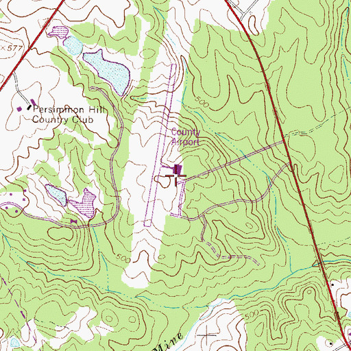 Topographic Map of Saluda County Airport, SC