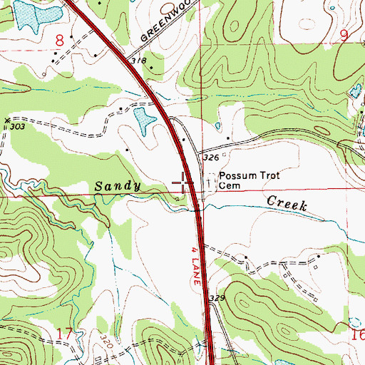 Topographic Map of Possum Trot Cemetery, AL