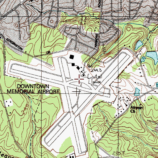 Topographic Map of Spartanburg Downtown Memorial Airport, SC