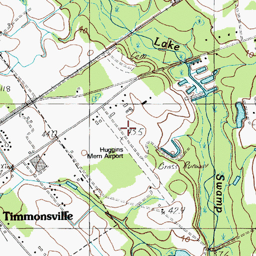 Topographic Map of Huggins Memorial Airport, SC