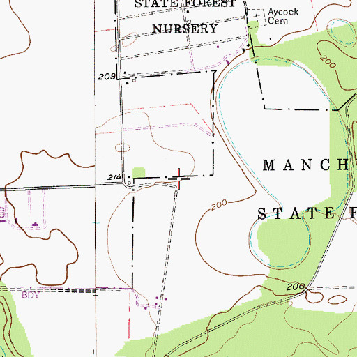 Topographic Map of Creech Aviation Facility Airport (historical), SC