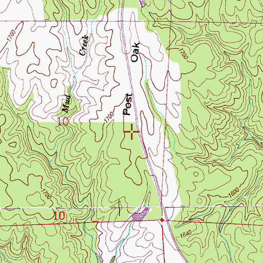 Topographic Map of Post Oak Flat, AL