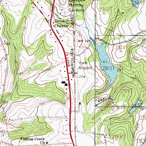 Topographic Map of York Airport, SC