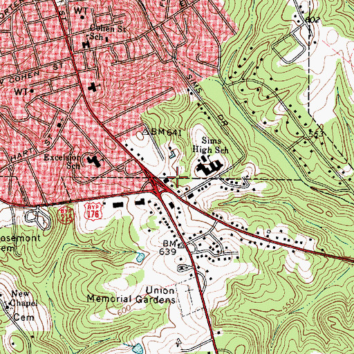 Topographic Map of Tyger Work Center, SC