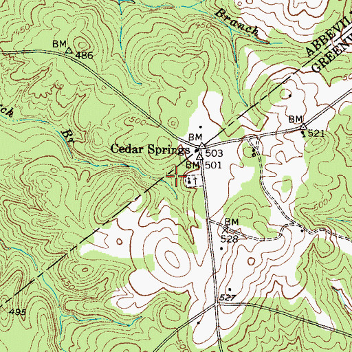 Topographic Map of Cedar Springs Rifle Range, SC