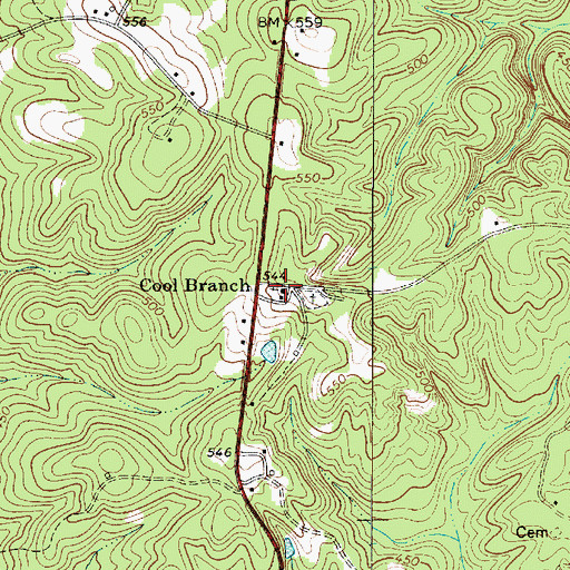 Topographic Map of Cool Branch Church, SC