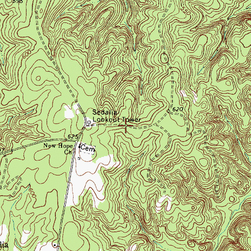 Topographic Map of Sedalia Tower Hunt Camp, SC