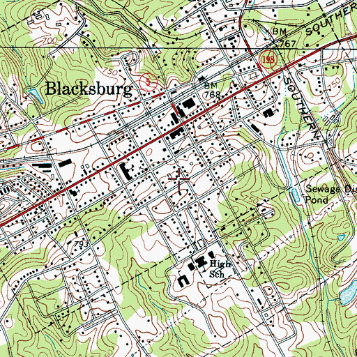 Topographic Map of Blacksburg Post Office, SC
