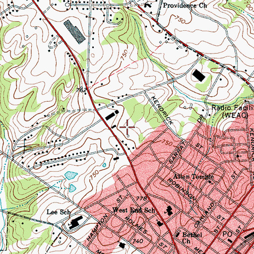 Topographic Map of Gaffney Post Office, SC