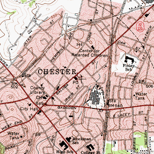 Topographic Map of Chester Post Office, SC