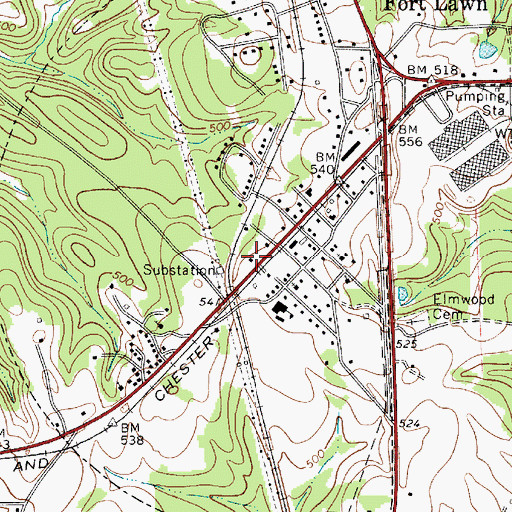 Topographic Map of Fort Lawn Post Office, SC