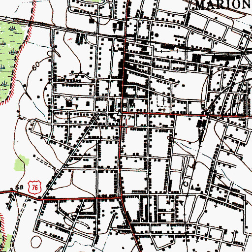 Topographic Map of Marion Post Office, SC