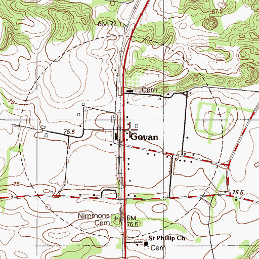 Topographic Map of Govan Post Office, SC