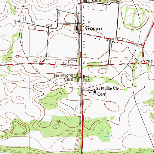 Topographic Map of Nimmons Cemetery, SC