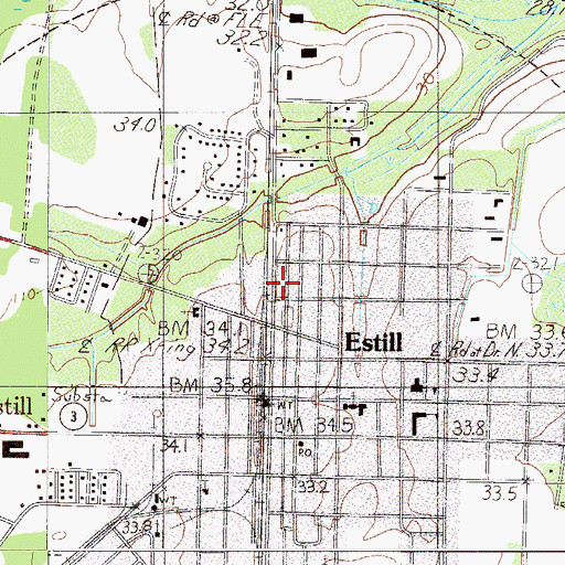 Topographic Map of Estill Post Office, SC