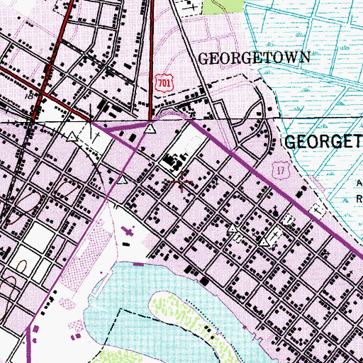 Topographic Map of Georgetown Post Office, SC