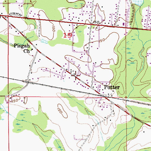 Topographic Map of Potter, AL