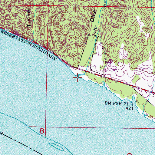 Topographic Map of Potts Branch, AL