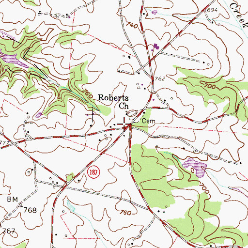 Topographic Map of Roberts Post Office (historical), SC