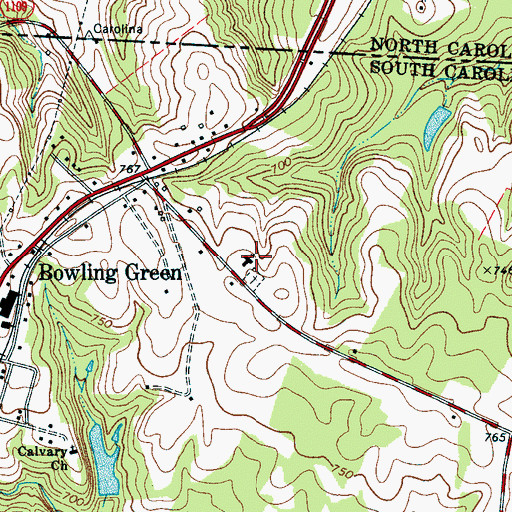 Topographic Map of Bowling Green Church, SC