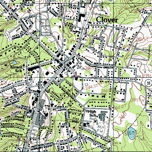 Topographic Map of Clover Post Office, SC
