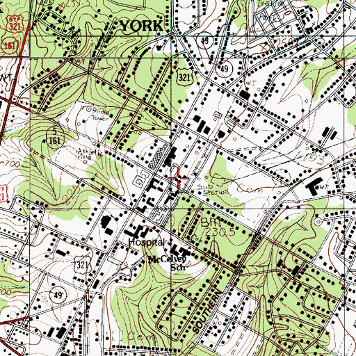 Topographic Map of York Post Office, SC