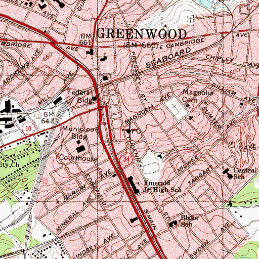 Topographic Map of Magnolia Post Office, SC