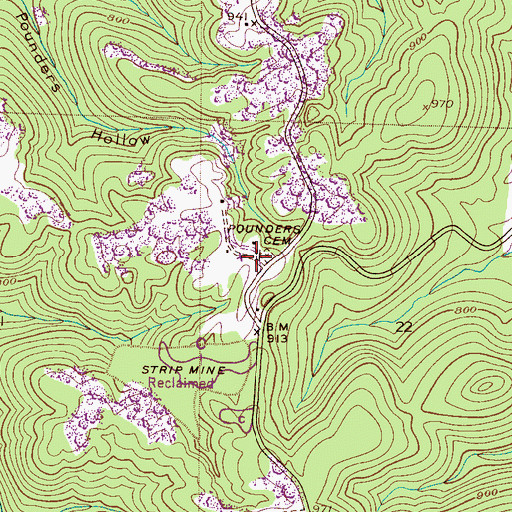 Topographic Map of Pounders Cemetery, AL