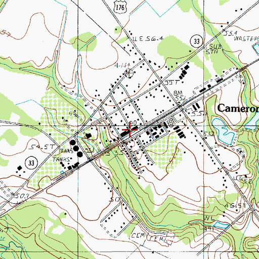 Topographic Map of Cameron Post Office, SC
