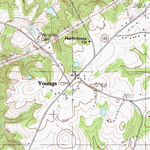 Topographic Map of Youngs Post Office (historical), SC