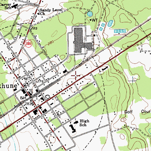 Topographic Map of Bethune Post Office, SC