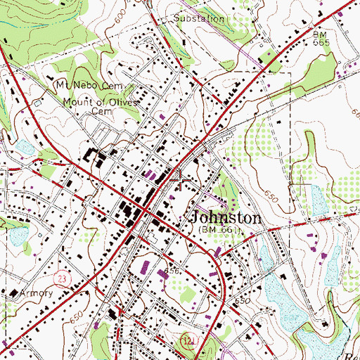 Topographic Map of Johnston Post Office, SC