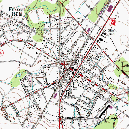 Topographic Map of Latta Post Office, SC
