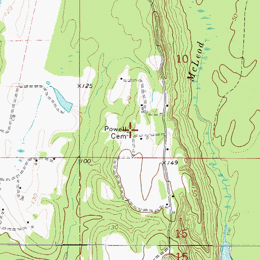 Topographic Map of Powell Cemetery, AL