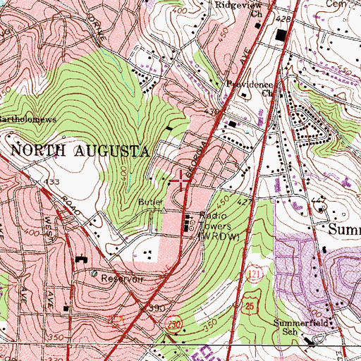 Topographic Map of North Augusta Post Office, SC