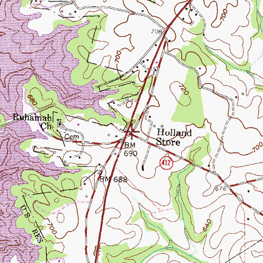 Topographic Map of Hollands Store Post Office (historical), SC