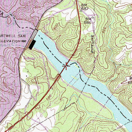 Topographic Map of Louis Morris Memorial Bridge, SC