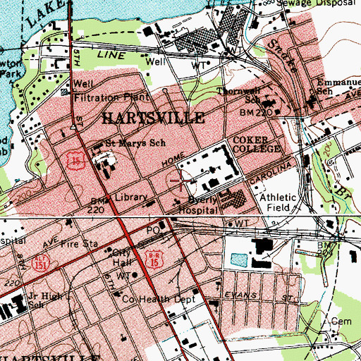 Topographic Map of East Home Avenue Historic District, SC