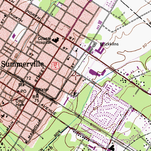 Topographic Map of Summerville Post Office, SC