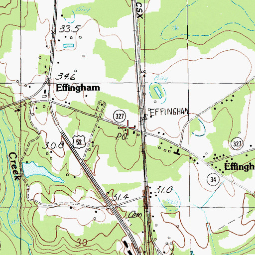 Topographic Map of Effingham Post Office, SC