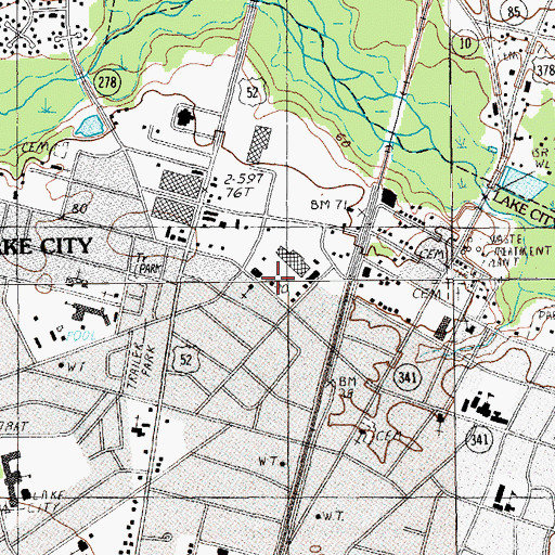Topographic Map of Lake City Post Office, SC