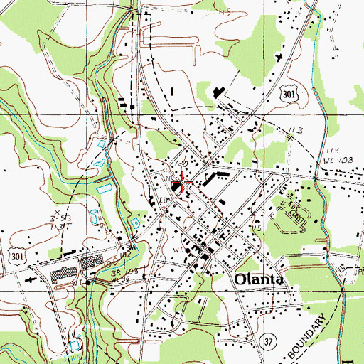Topographic Map of Olanta Post Office, SC