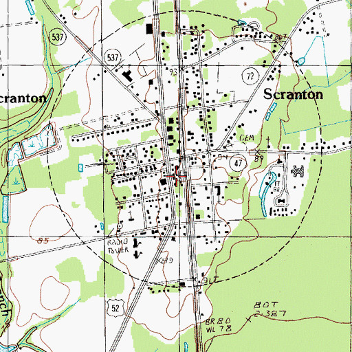 Topographic Map of Scranton Post Office, SC