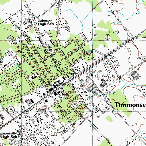 Topographic Map of Timmonsville Post Office, SC