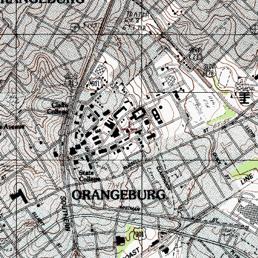 Topographic Map of Dukes Gymnasium, SC