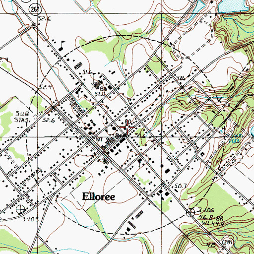 Topographic Map of Elloree Post Office, SC