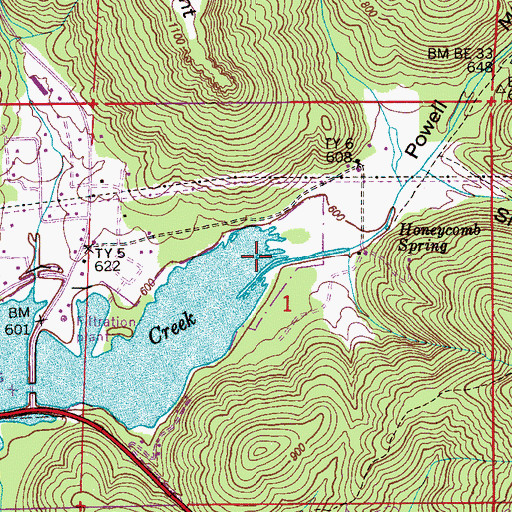 Topographic Map of Powell Mill Hollow, AL