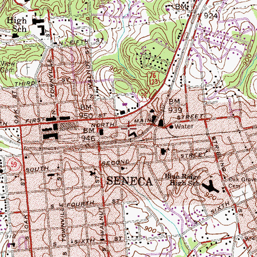 Topographic Map of Seneca Post Office, SC